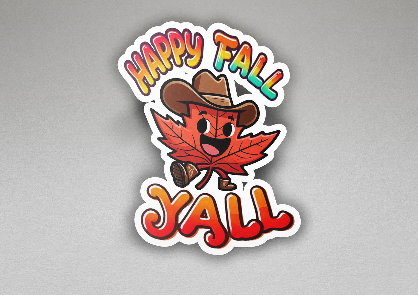 a sticker that says happy fall y&#39;all