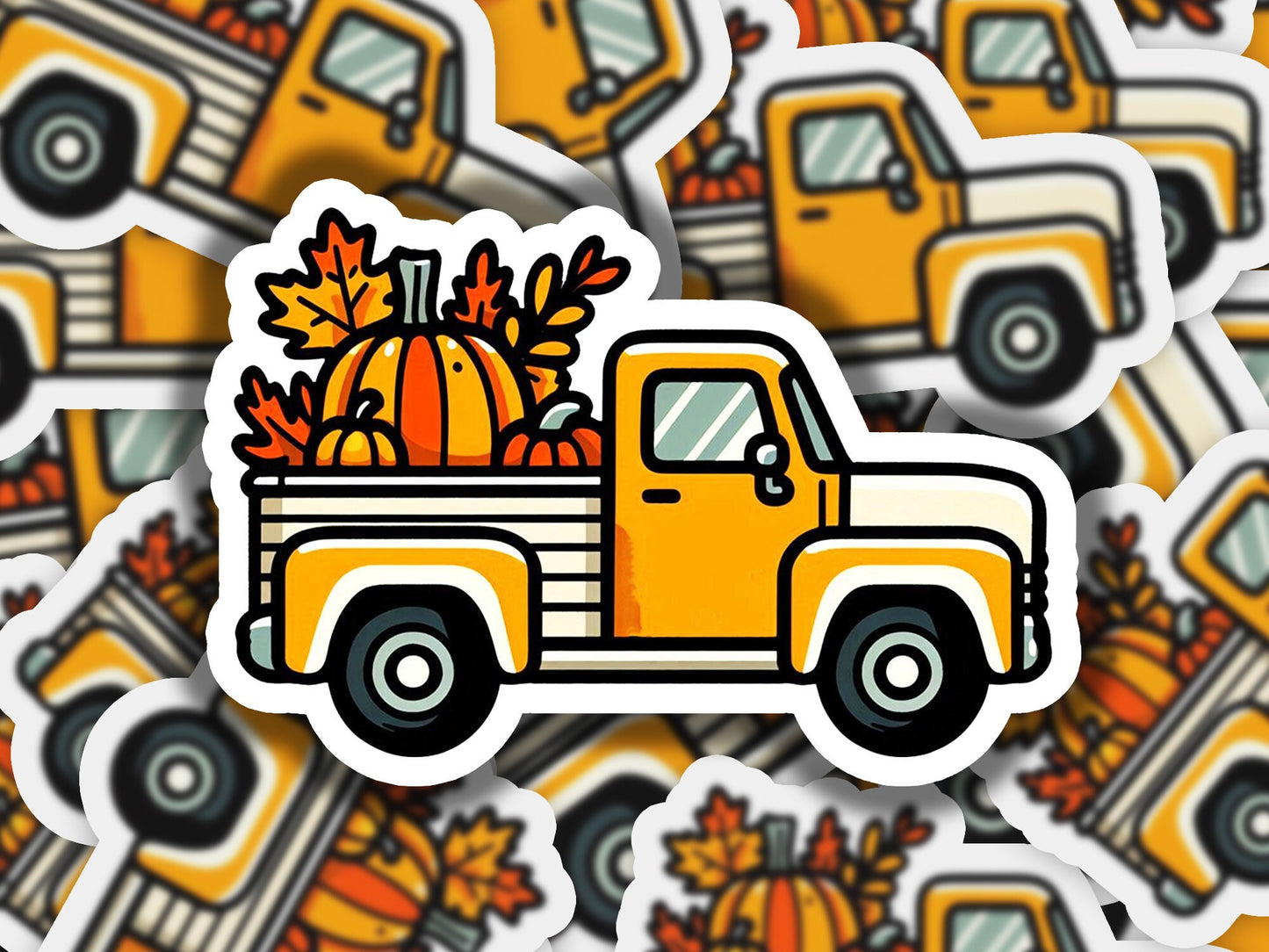 a truck with a pumpkin on the back of it