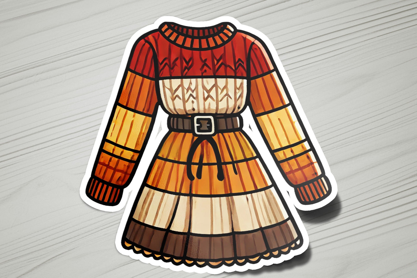 a sticker of a dress with a belt