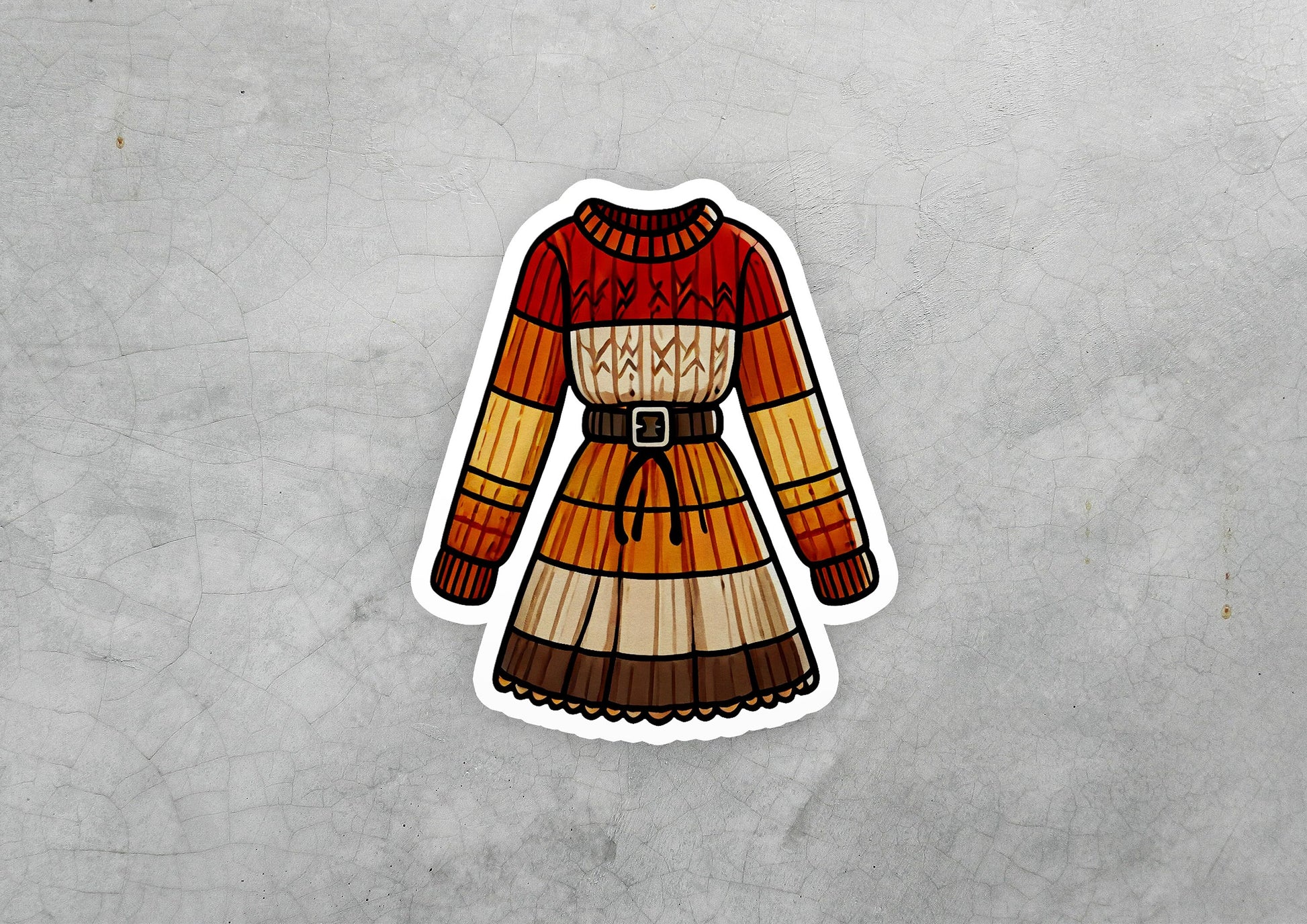 a sticker of a dress with a belt