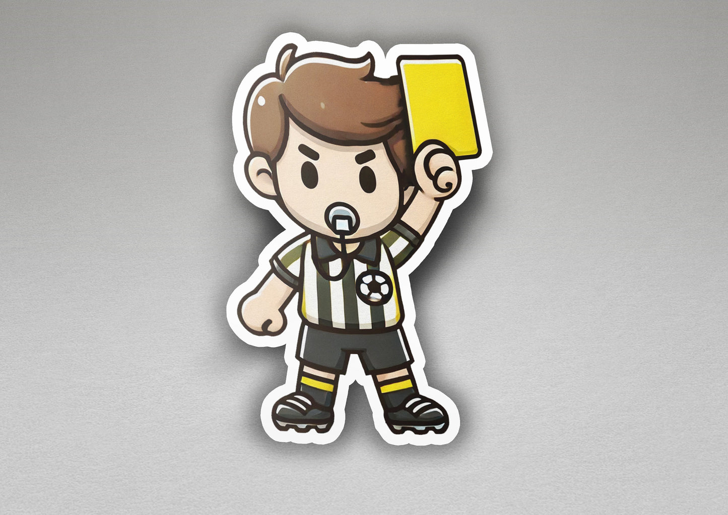 a sticker of a referee holding a yellow flag