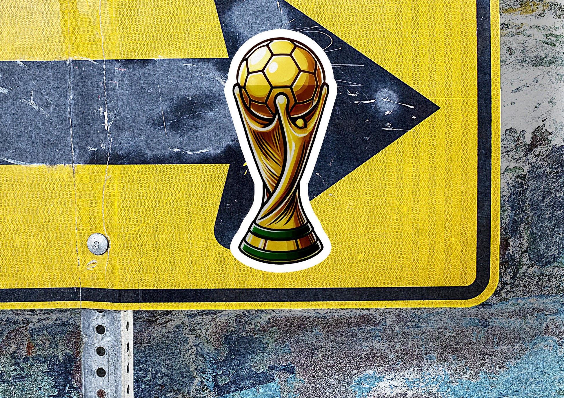 a close up of a street sign with a soccer ball on it