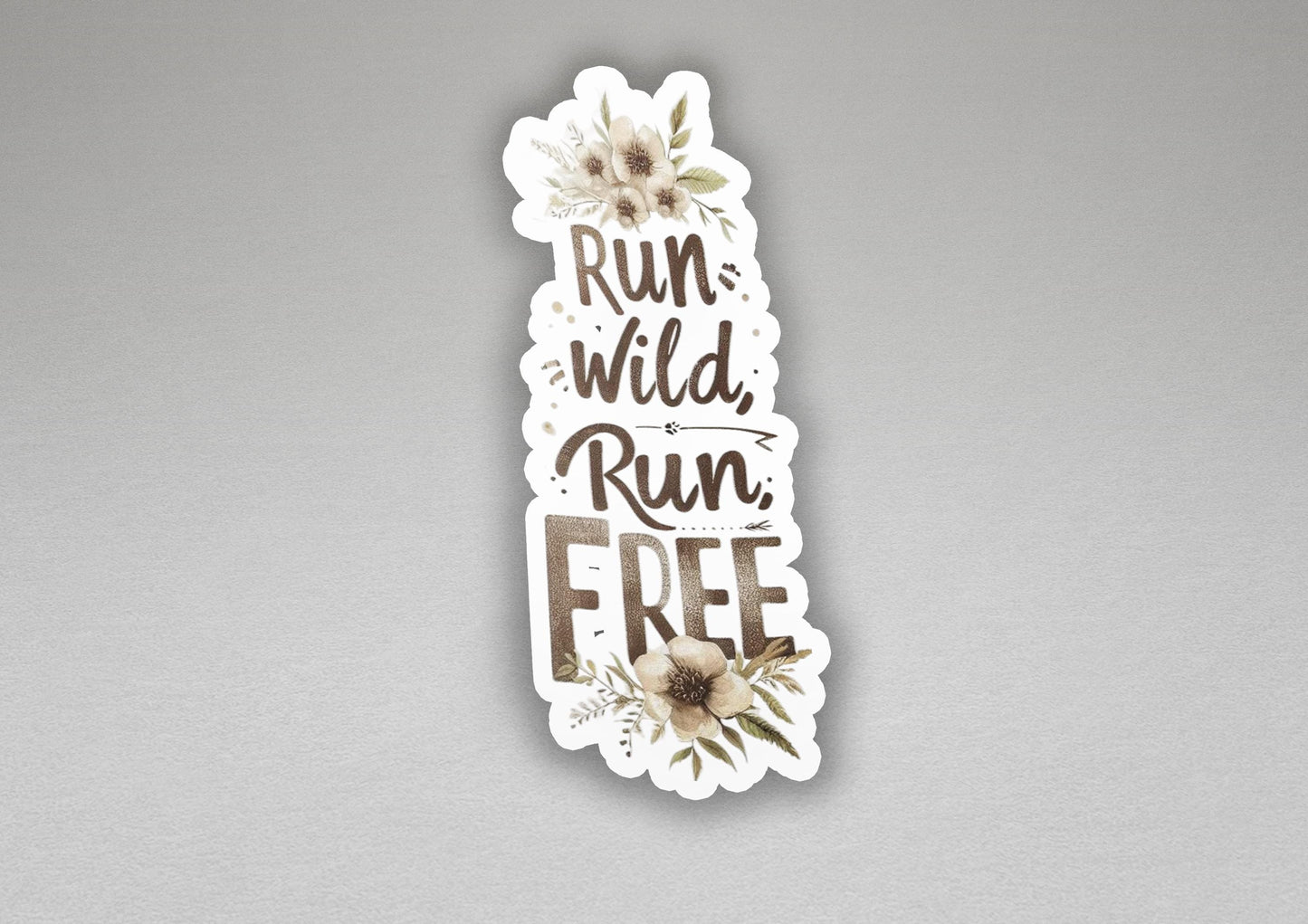 a sticker that says run wild, run free