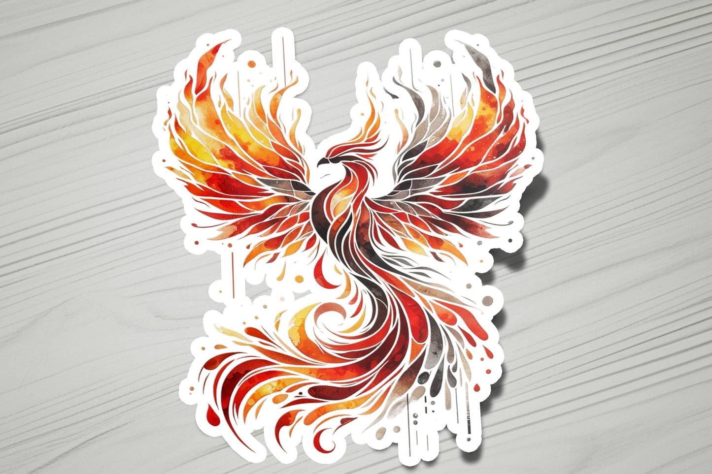 a sticker with a red and yellow bird on it