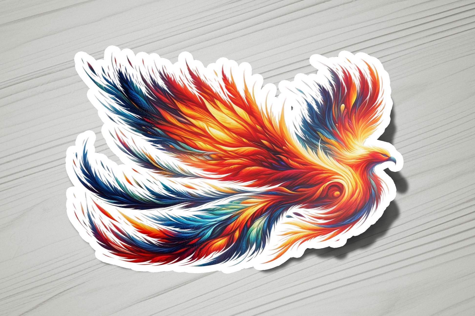 a sticker with a colorful bird design on it