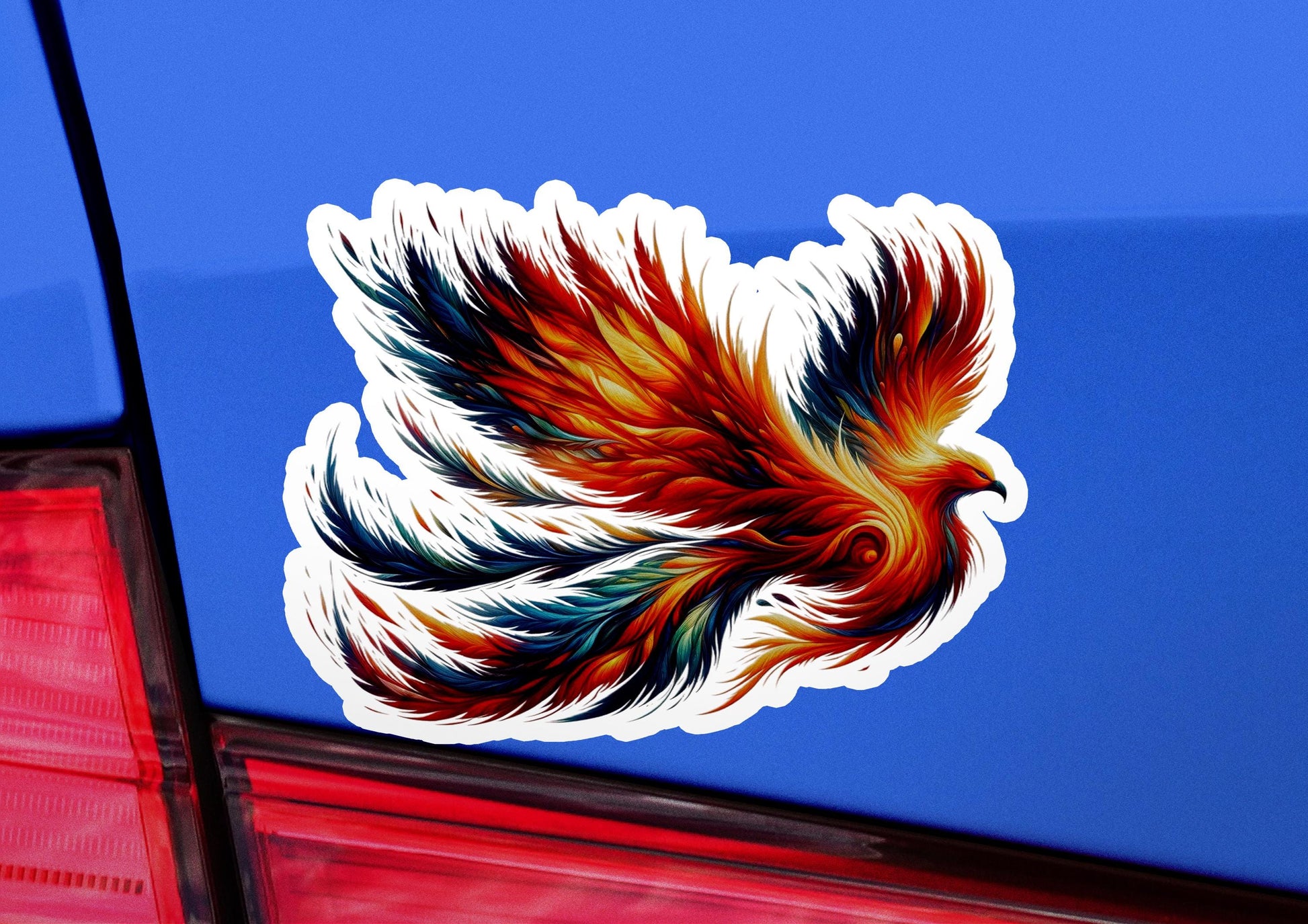 a sticker of a bird on the back of a car