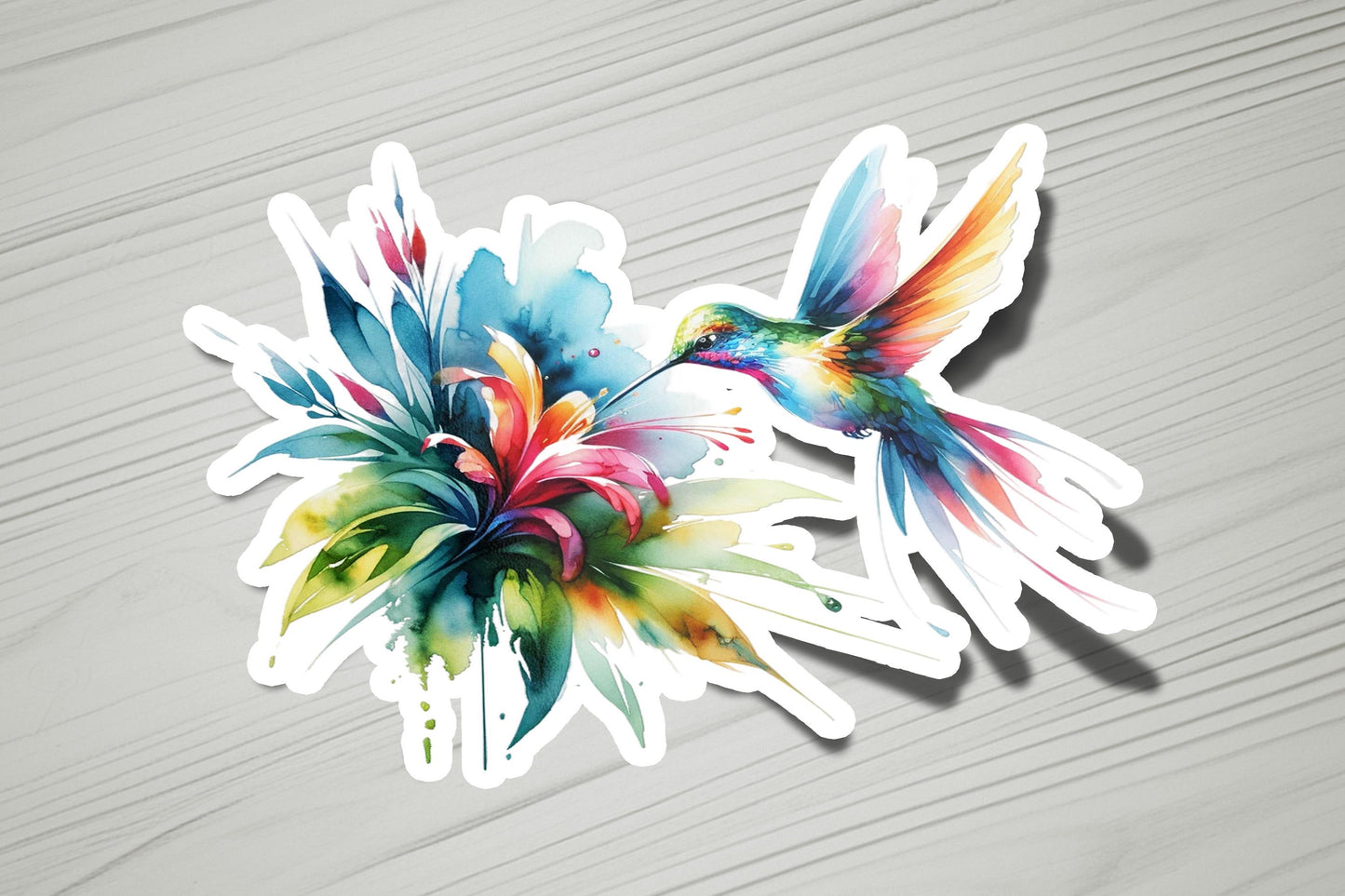 a sticker of a bird with a flower on it