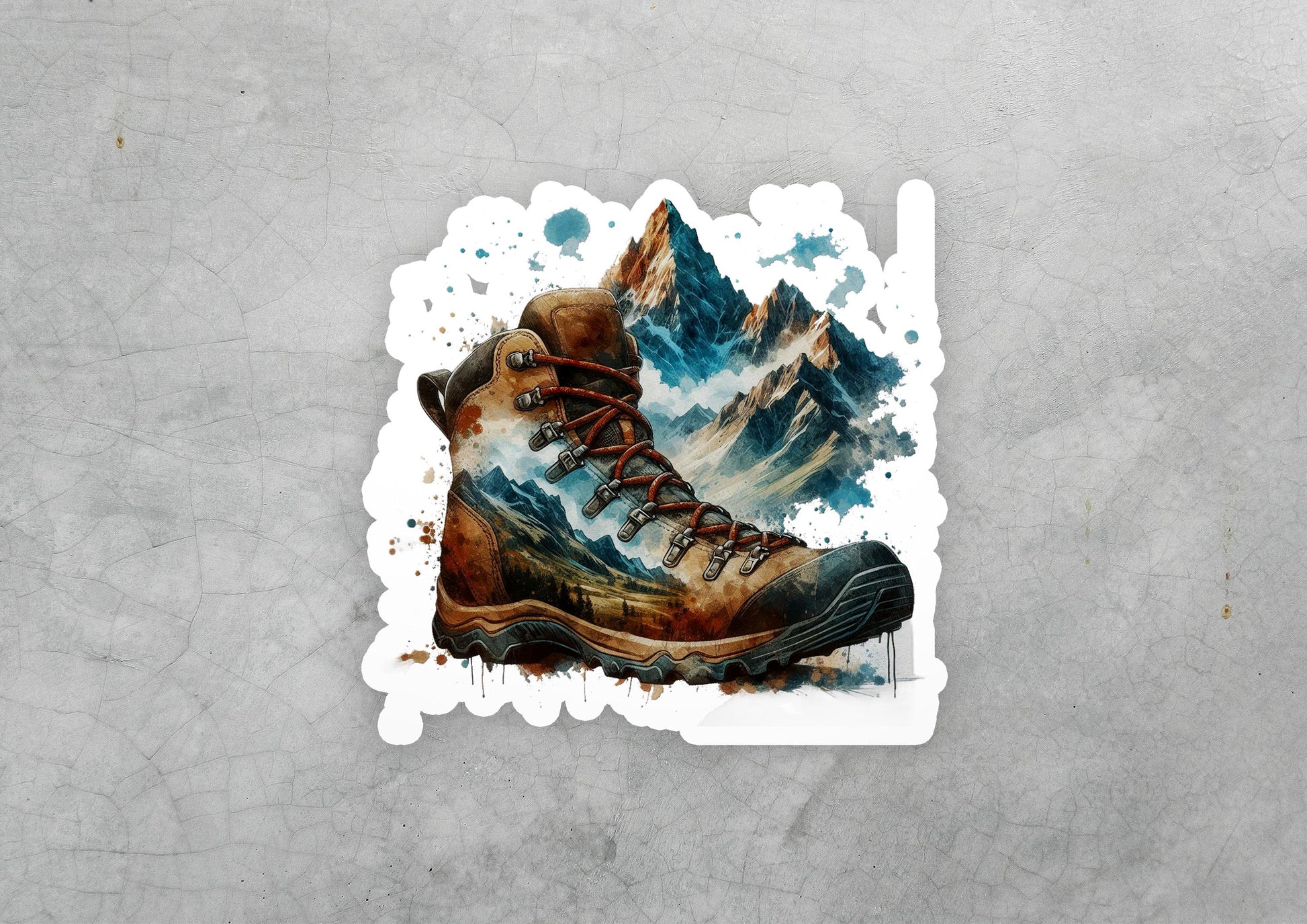 a sticker of a pair of hiking boots