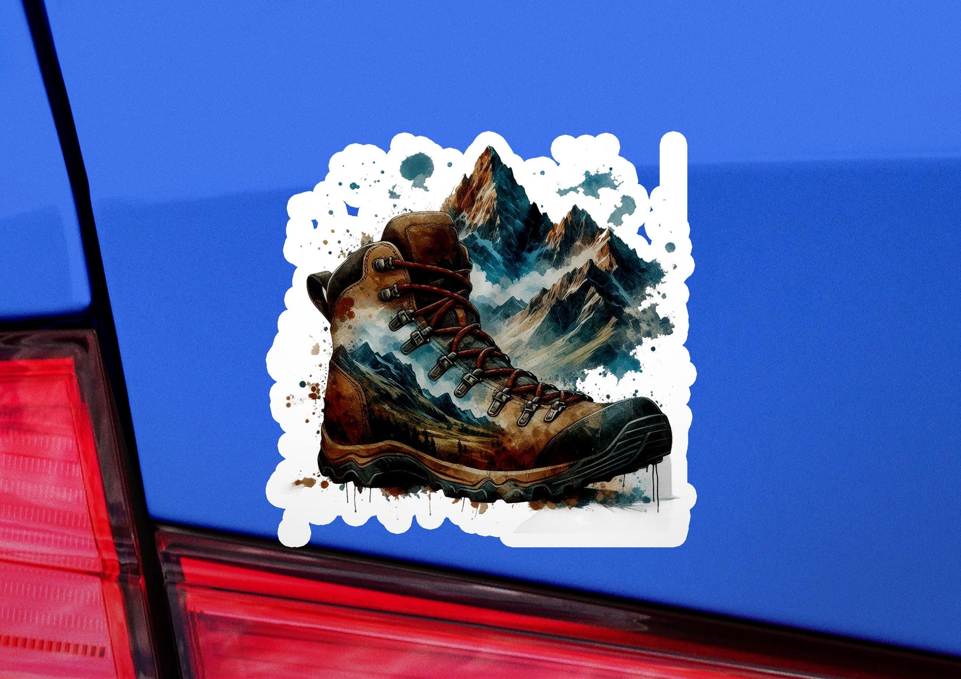 a sticker of a pair of hiking boots