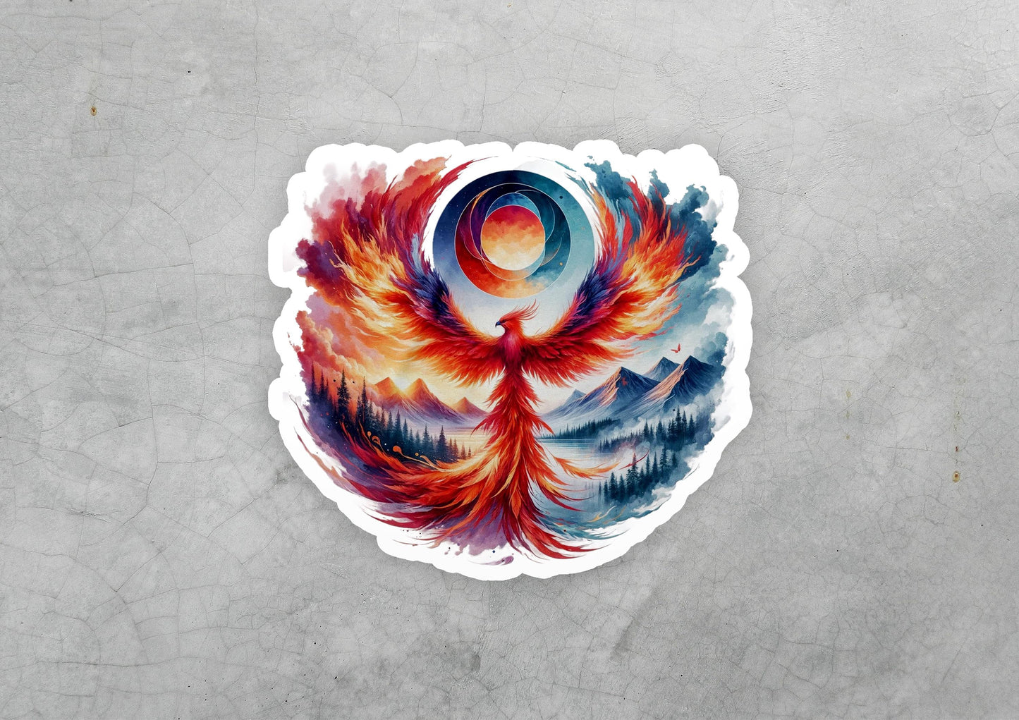 a sticker with a picture of a firebird