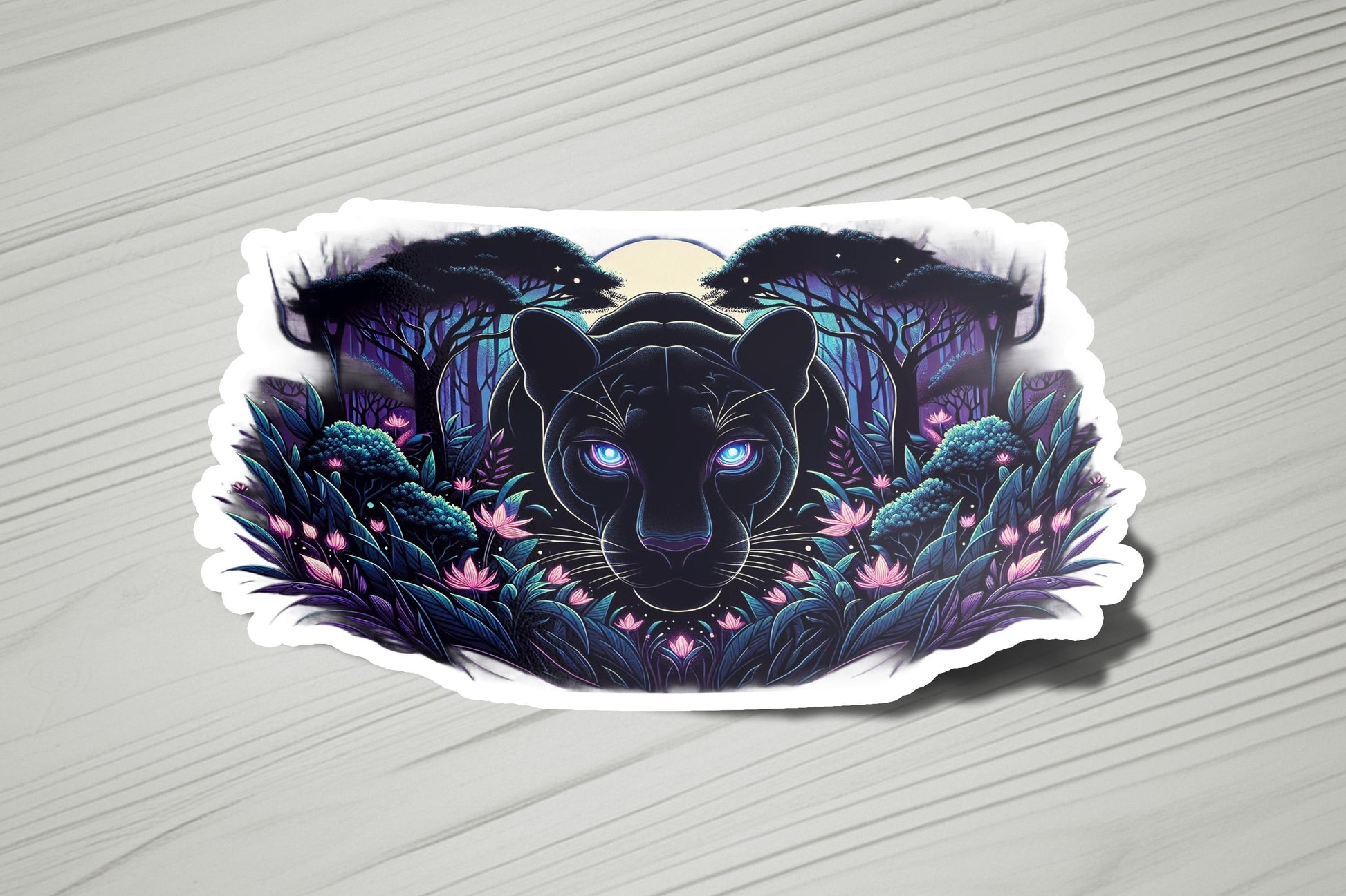 a sticker with a picture of a black panther on it