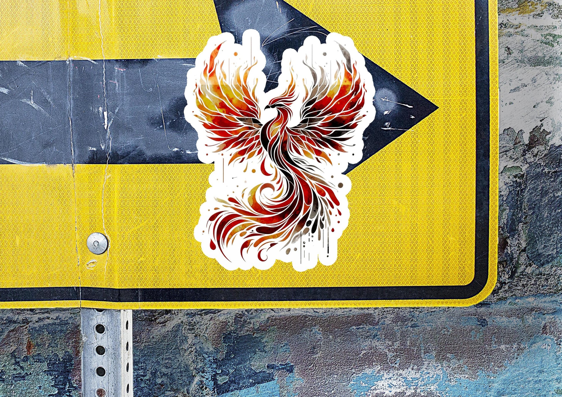 a sticker of a bird on a street sign