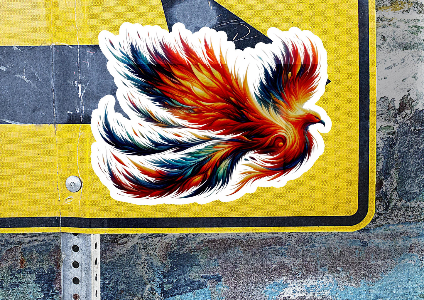 a sticker of a bird on a street sign