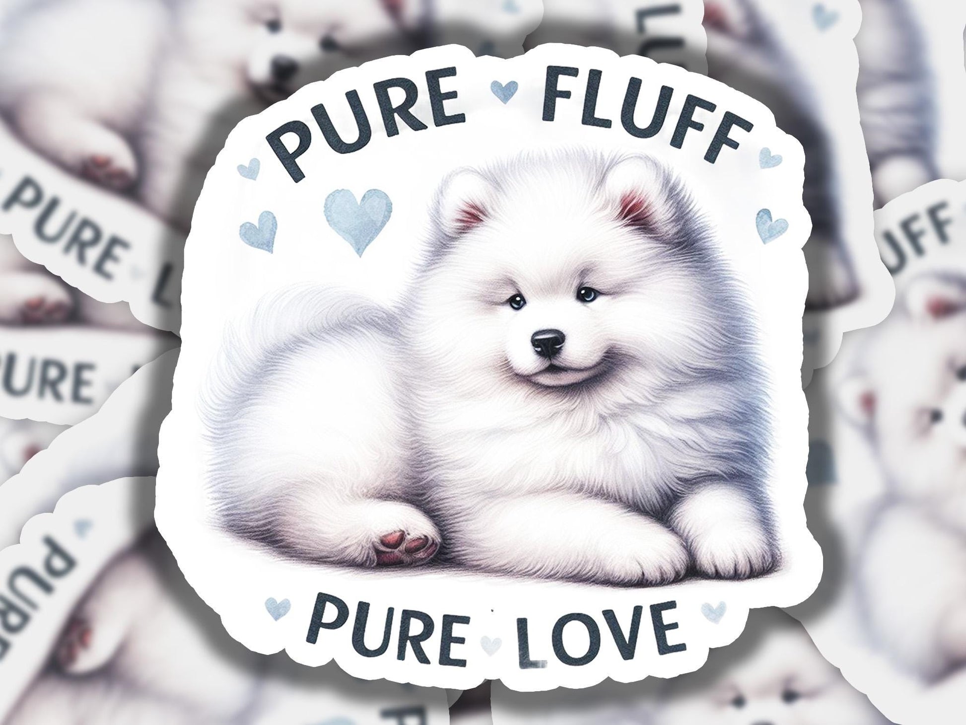 a sticker with a picture of a puppy on it