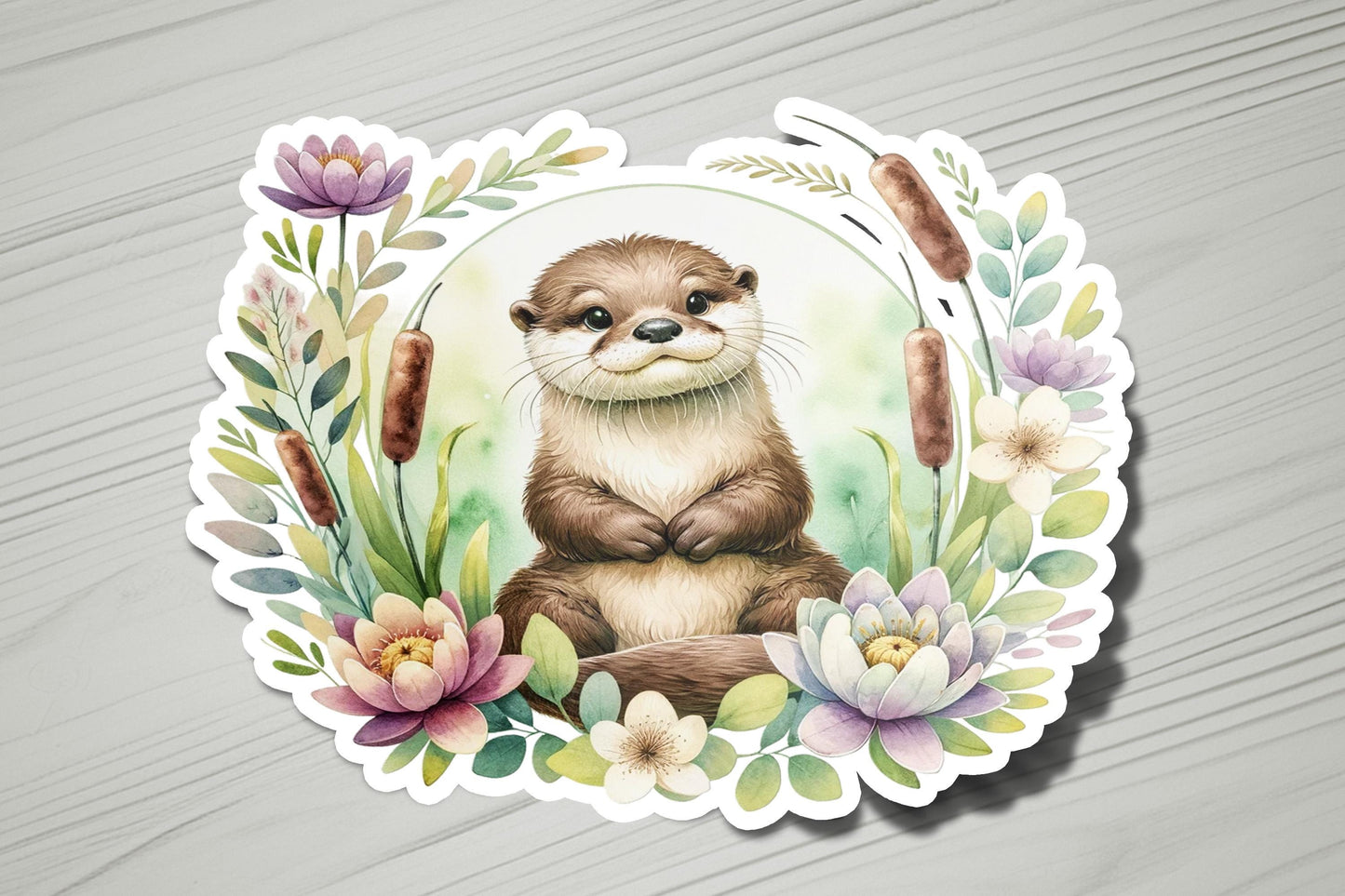 a sticker with a picture of a otter