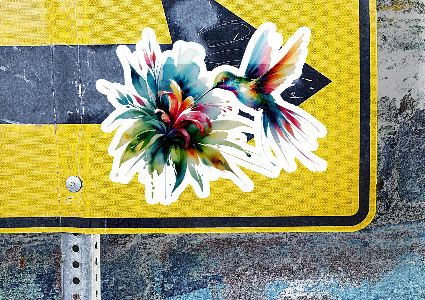 a close up of a street sign with stickers on it