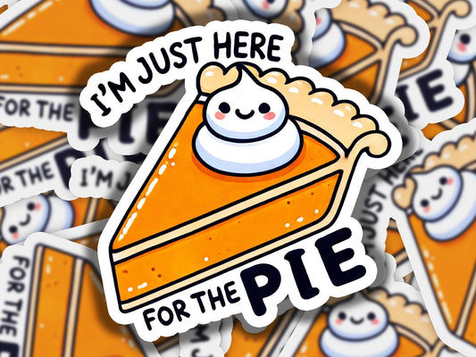 a sticker with a piece of pie on it