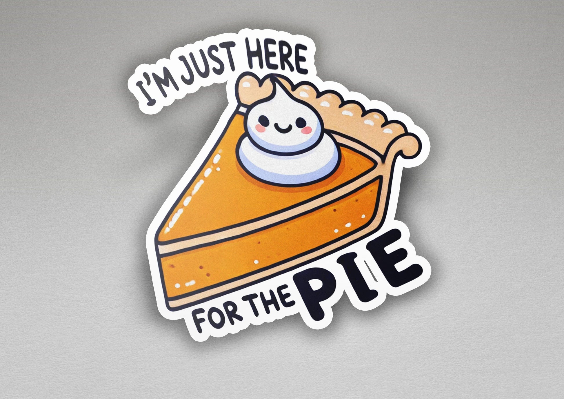 a sticker with a piece of pie on it