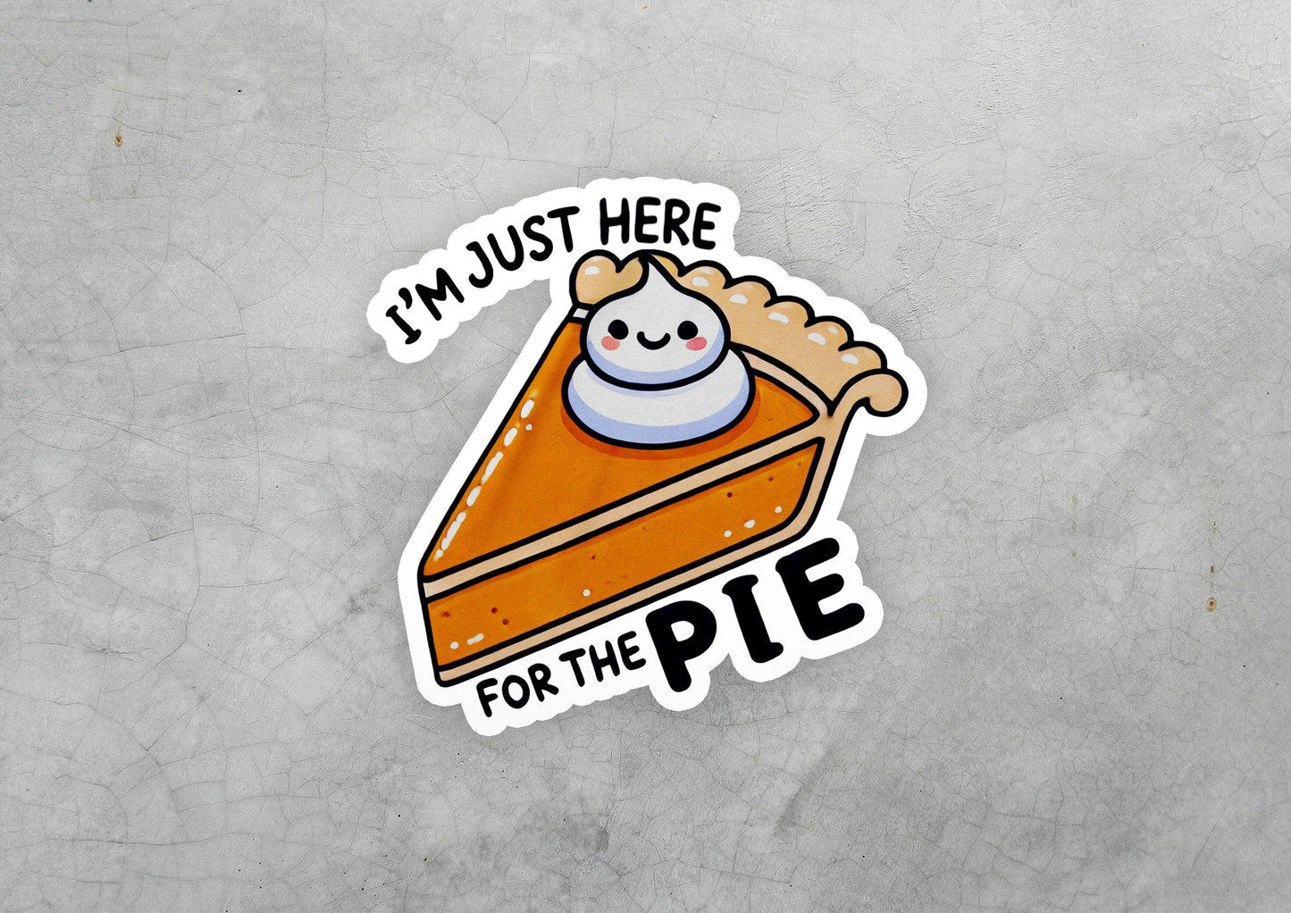a sticker with a piece of pie on it