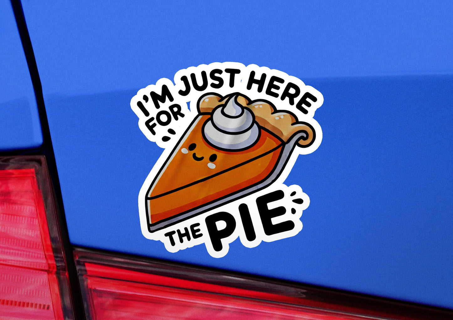 a sticker on the back of a car that says i'm just here