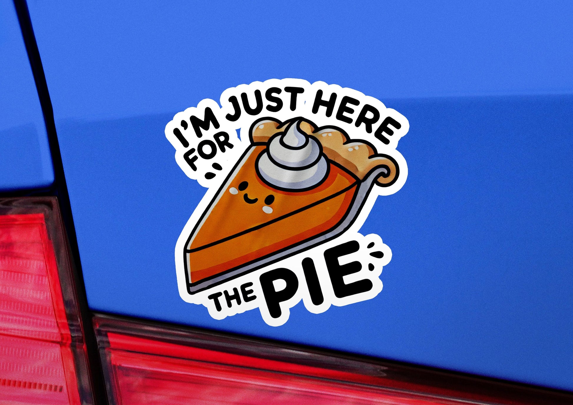 a sticker on the back of a car that says i'm just here