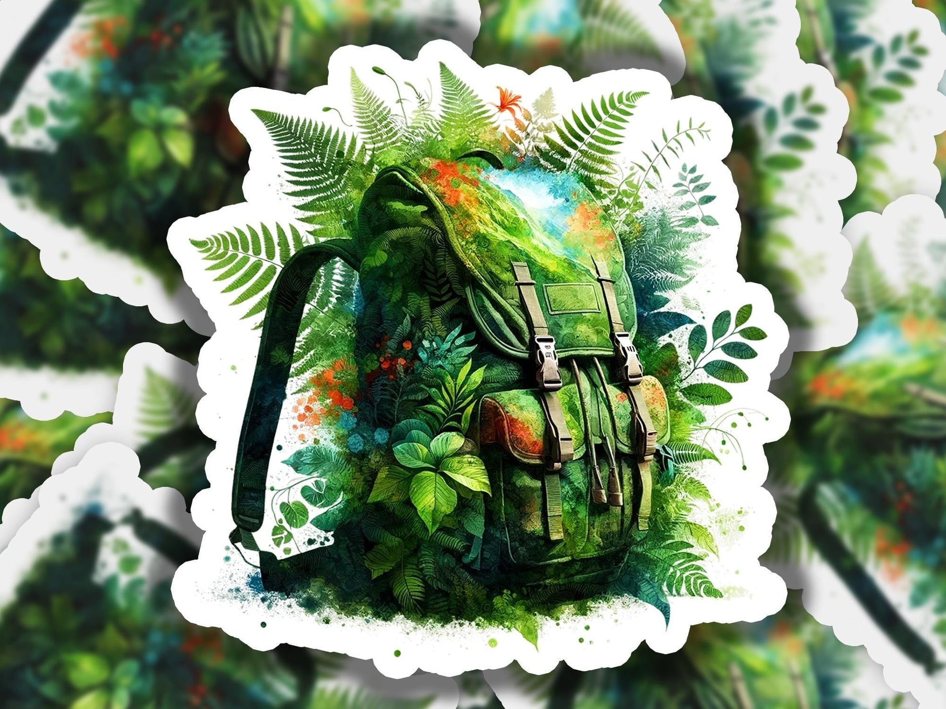 a picture of a backpack on a sticker