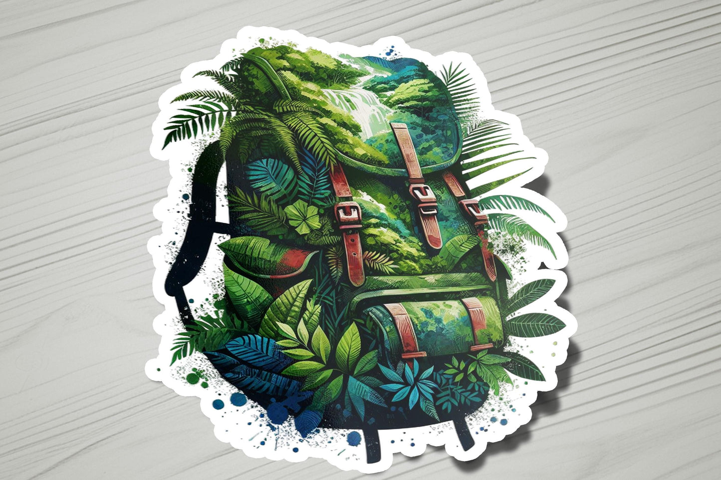 a sticker with a backpack on it