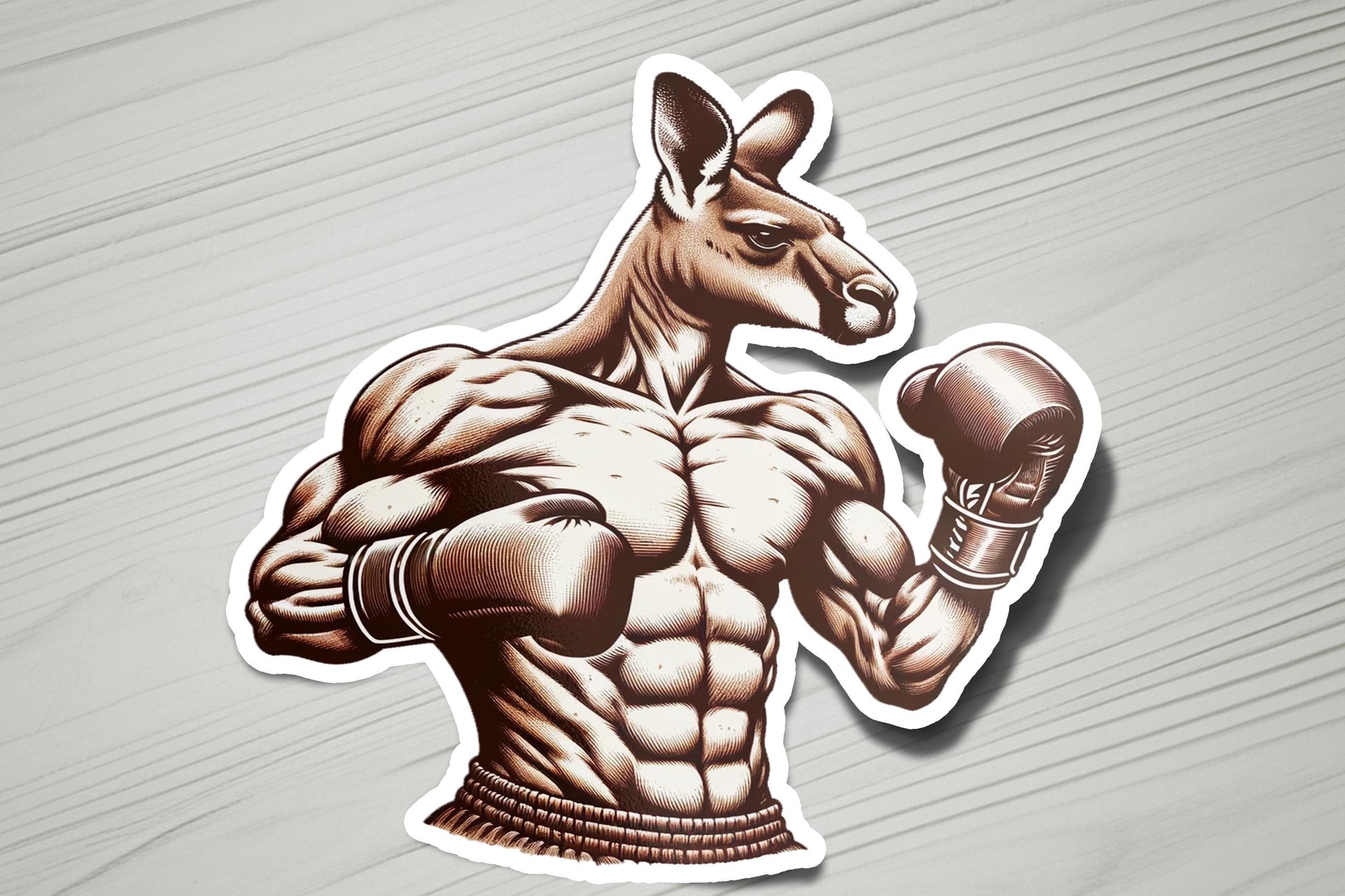 a sticker of a kangaroo with a boxing glove