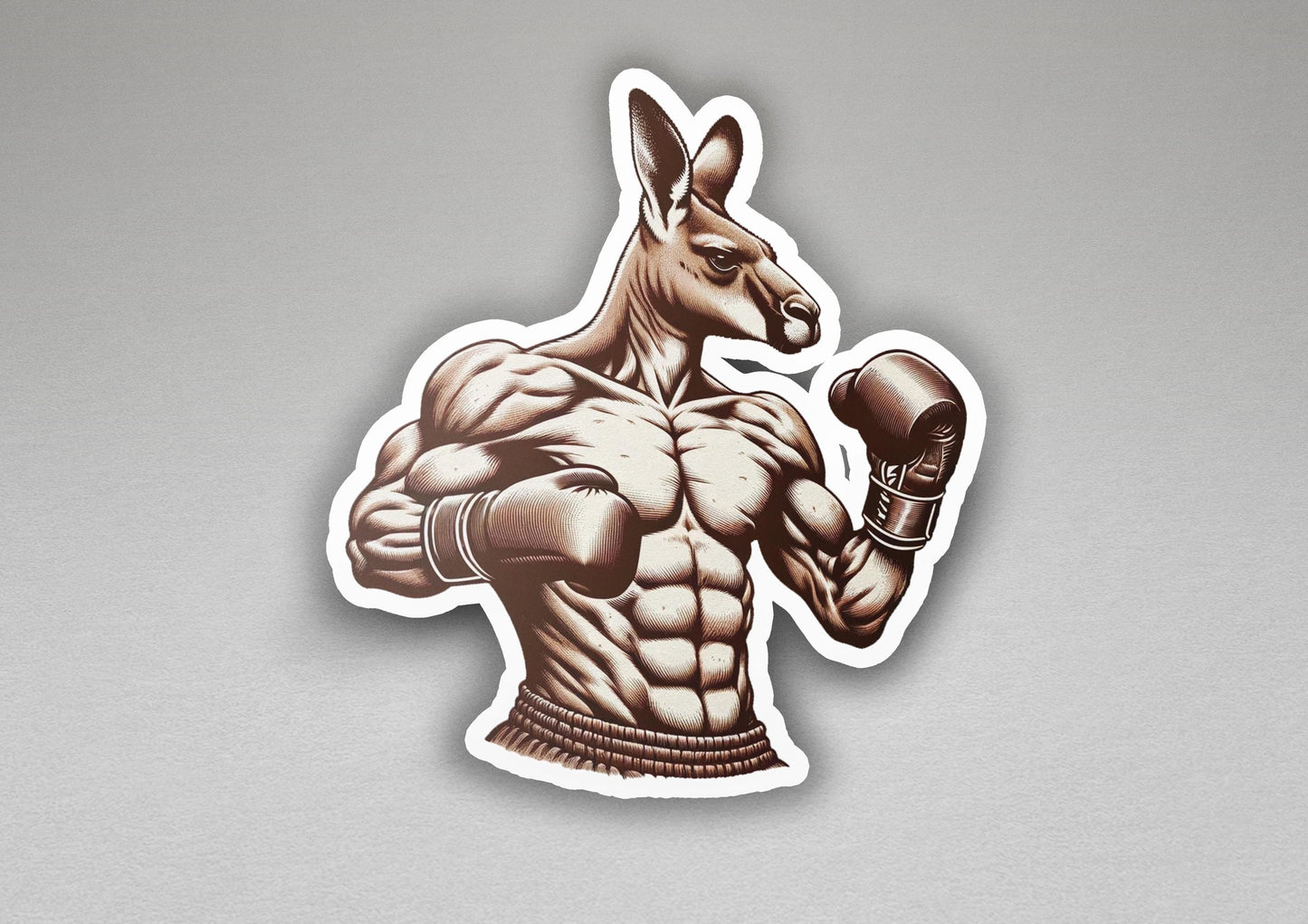a sticker of a kangaroo with a boxing glove