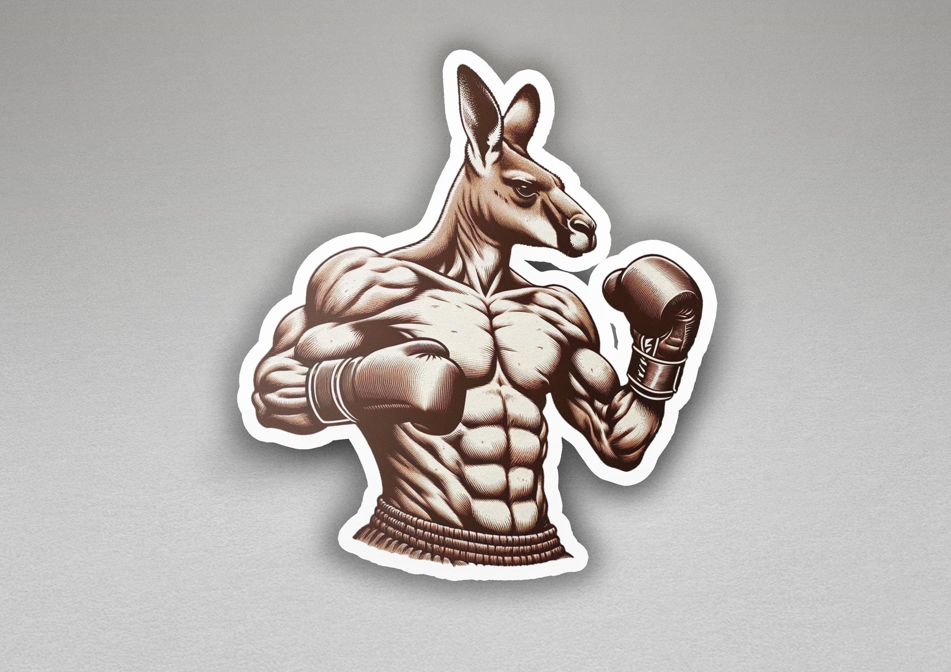a sticker of a kangaroo with a boxing glove