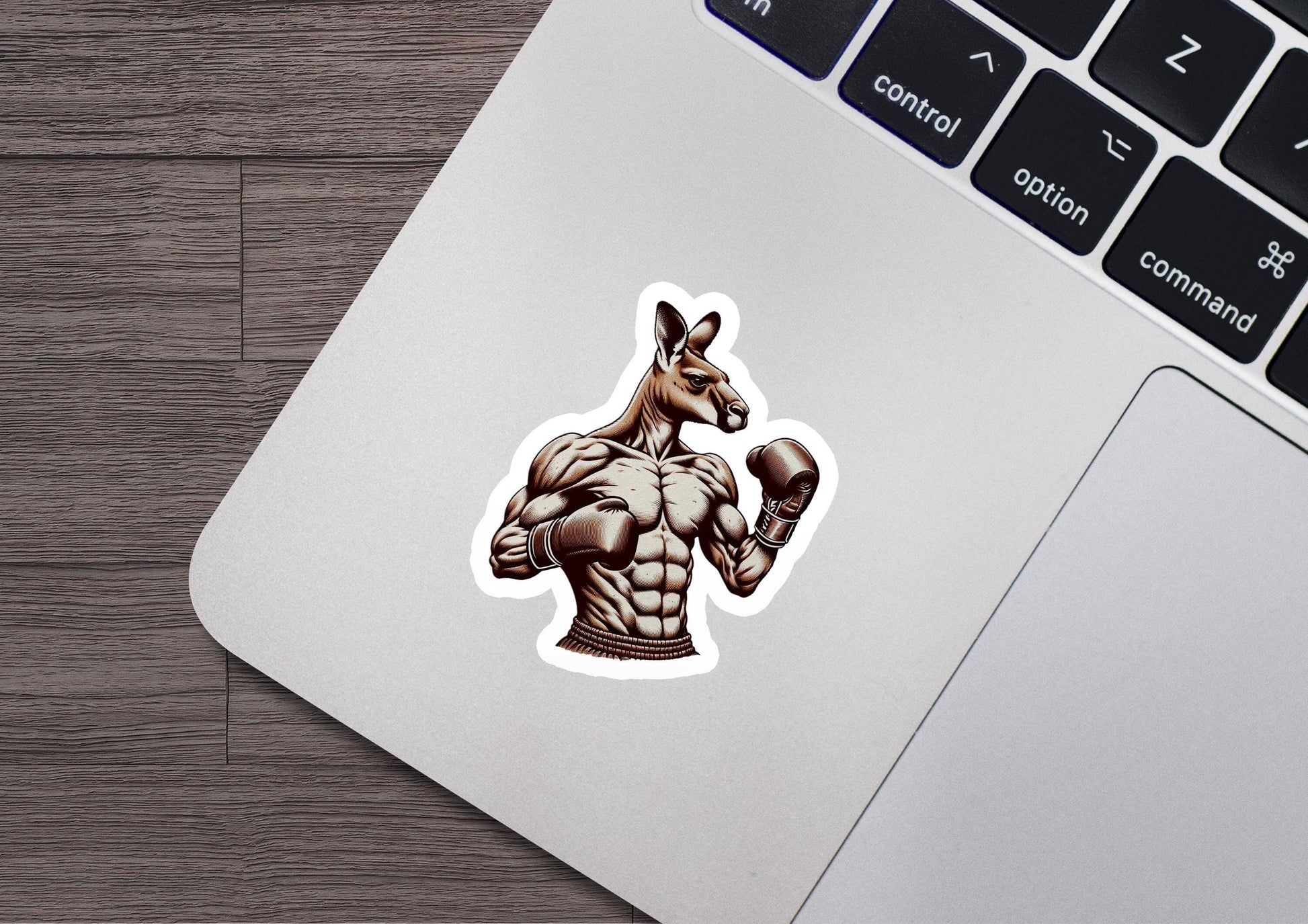 a sticker of a kangaroo holding a boxing glove