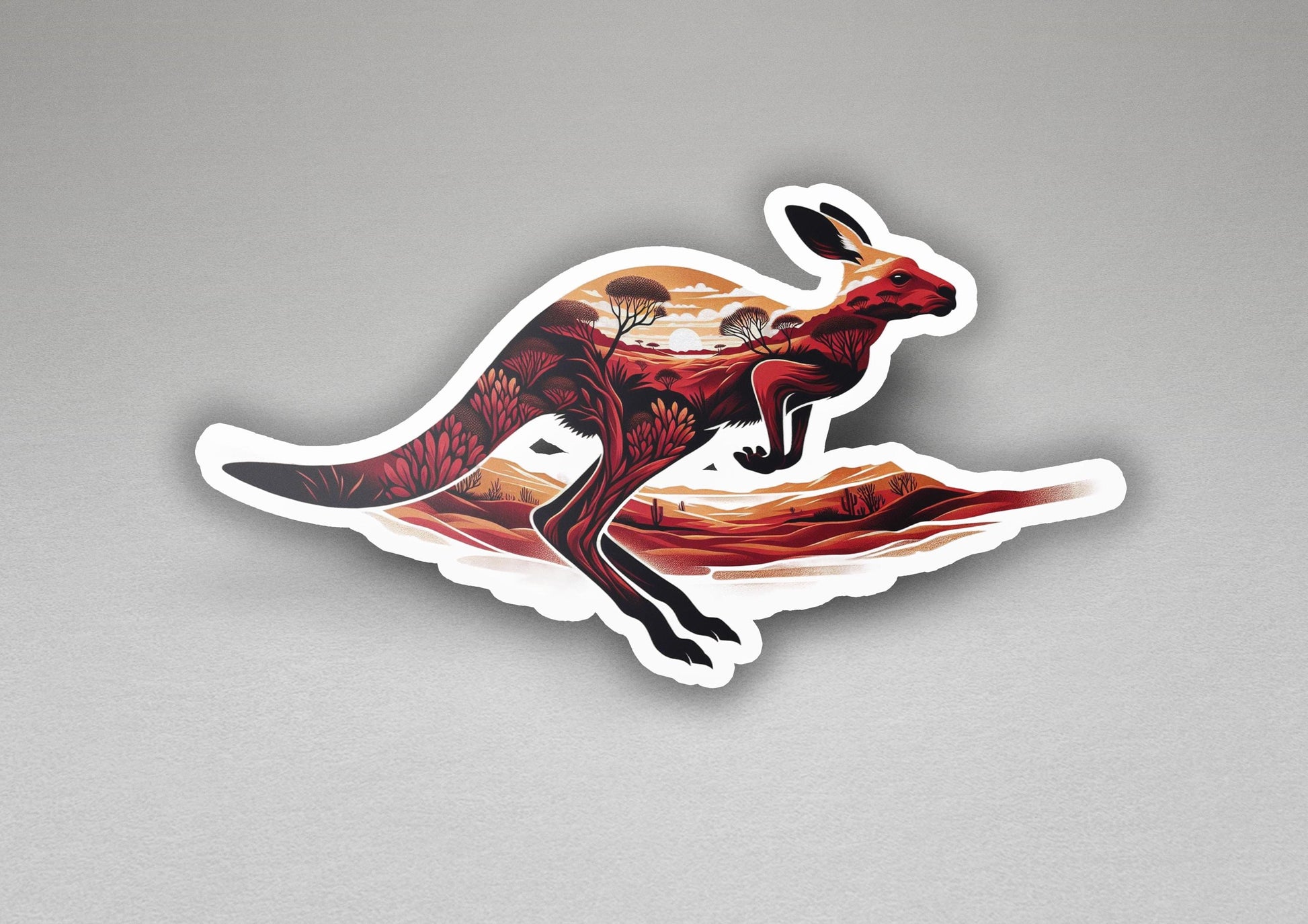 a sticker of a kangaroo jumping in the air