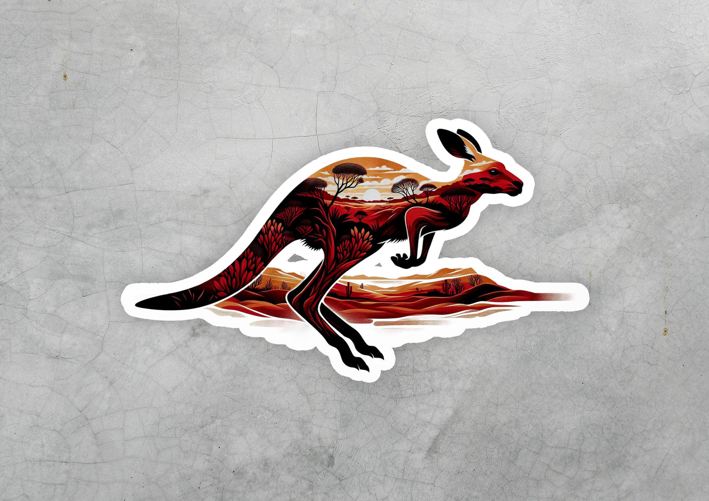 a sticker of a kangaroo on a wall