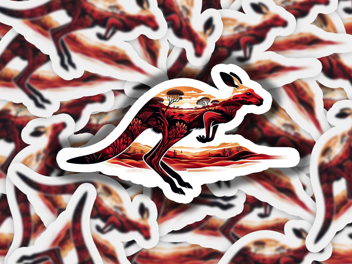 a picture of a sticker of a kangaroo