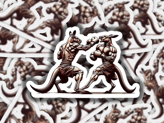 two stickers of two men fighting each other