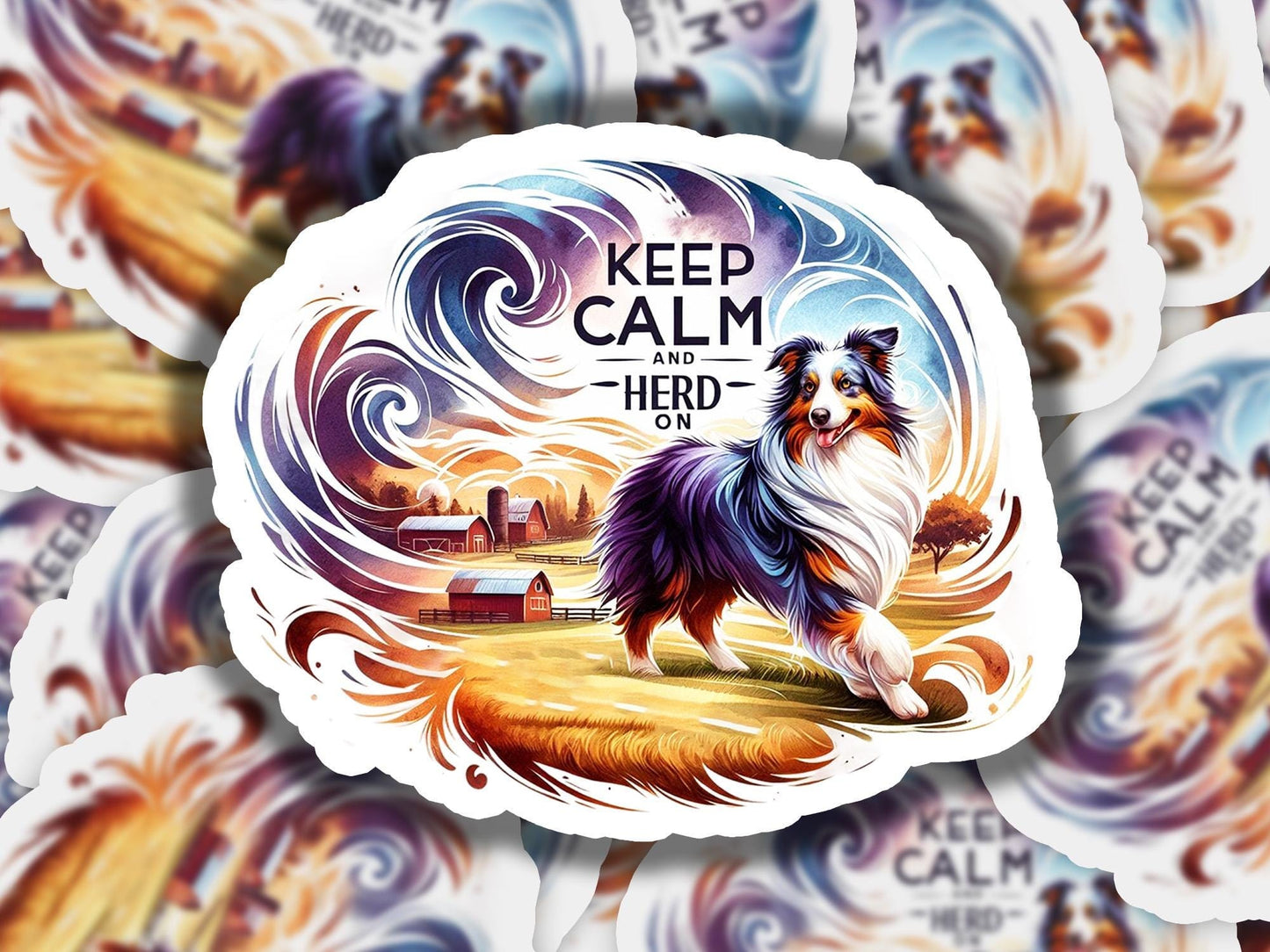 a sticker with a dog on it that says keep calm