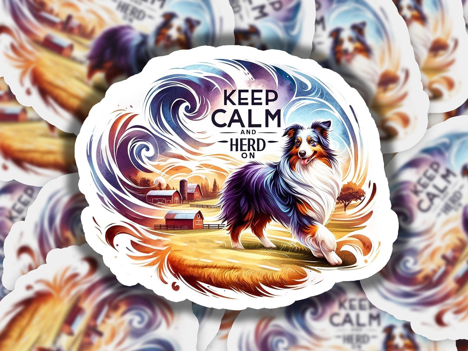 a sticker with a dog on it that says keep calm