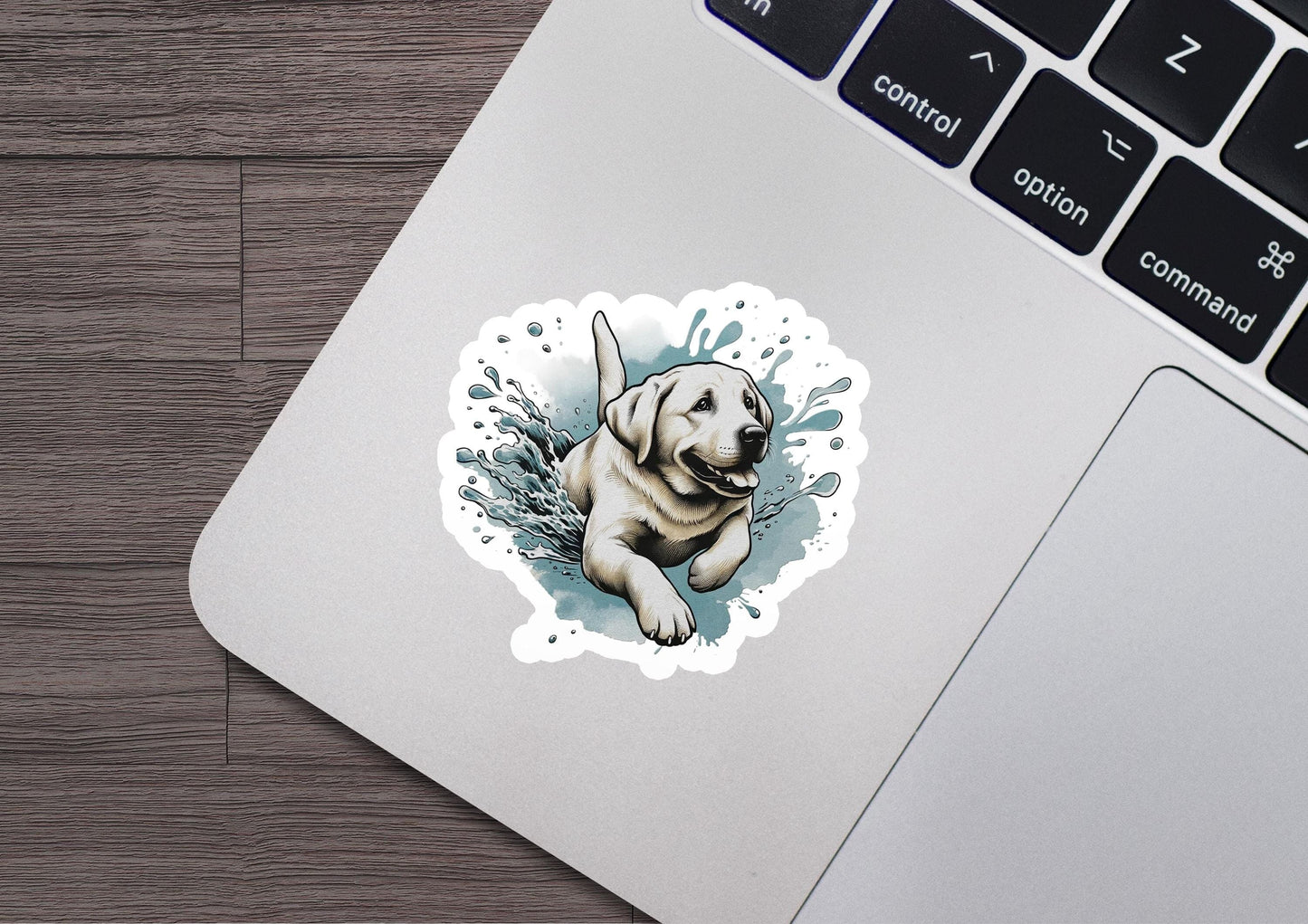 a laptop with a sticker of a dog on it