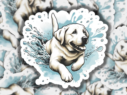 a drawing of a dog with a splash of water on it&#39;s face