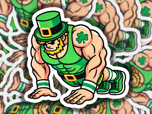 a sticker of a man with a green hat and green pants