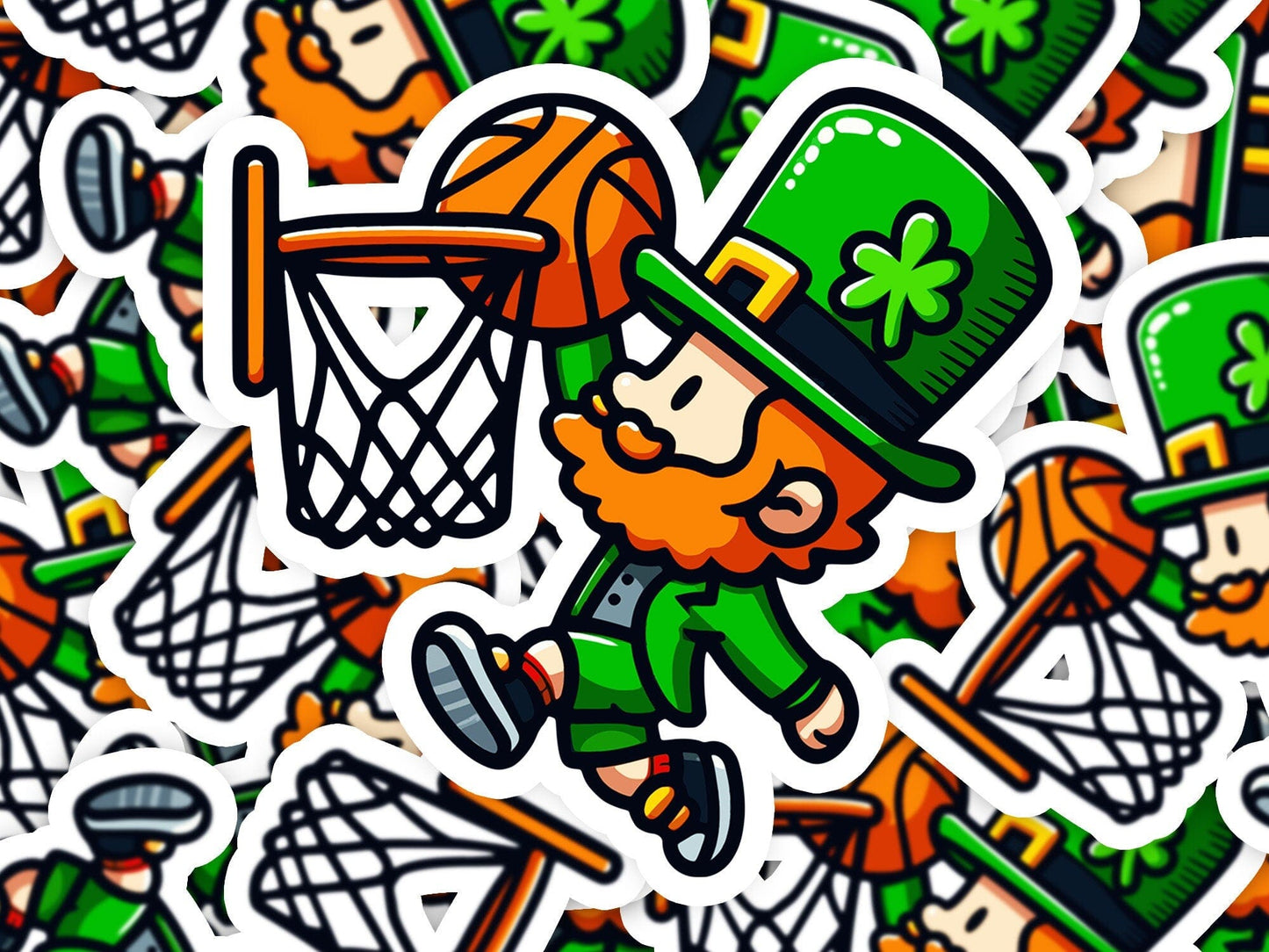 Leprechaun Dunking 2 Vinyl Sticker | Dishwasher Safe & Durable | Custom Sizes | Fast Shipping | Made in USA Fiesta Doodle waterproof vinyl sticker. dishwasher safe outdoor sticker.