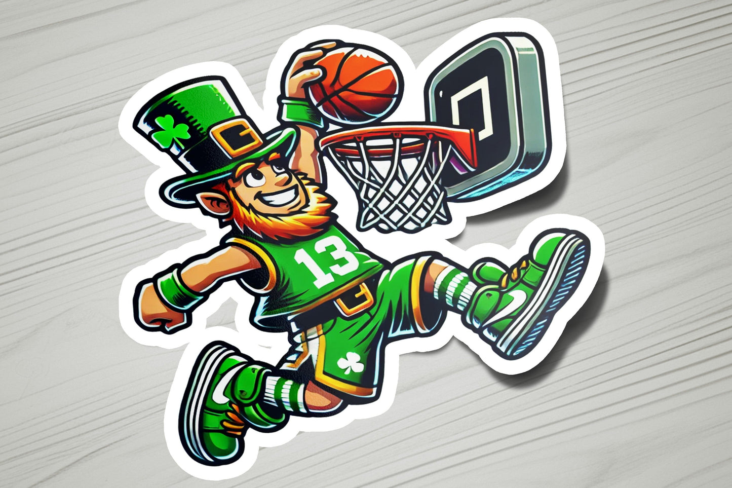 a st patrick's day sticker of a basketball player