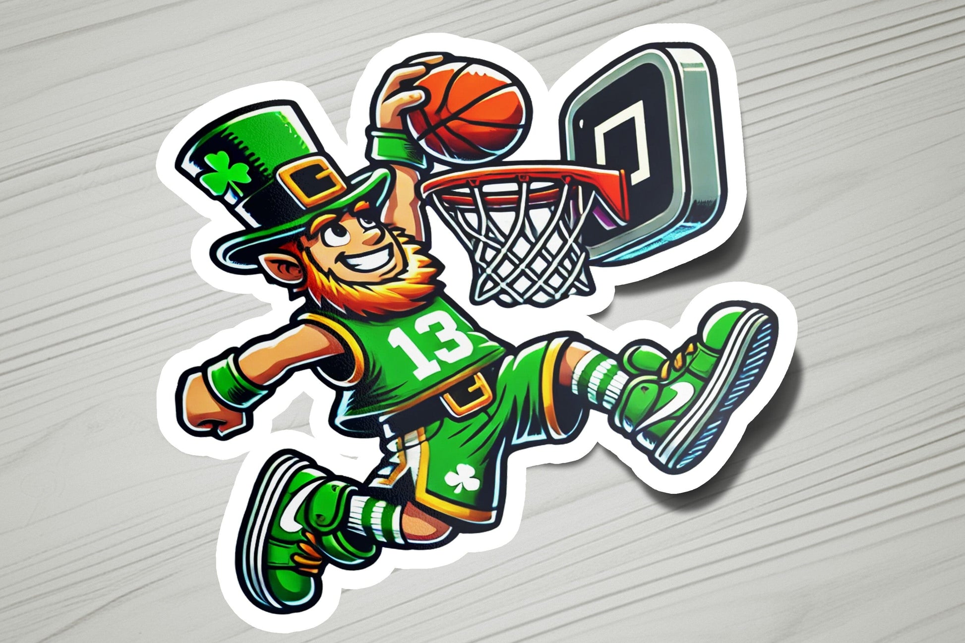 a st patrick's day sticker of a basketball player