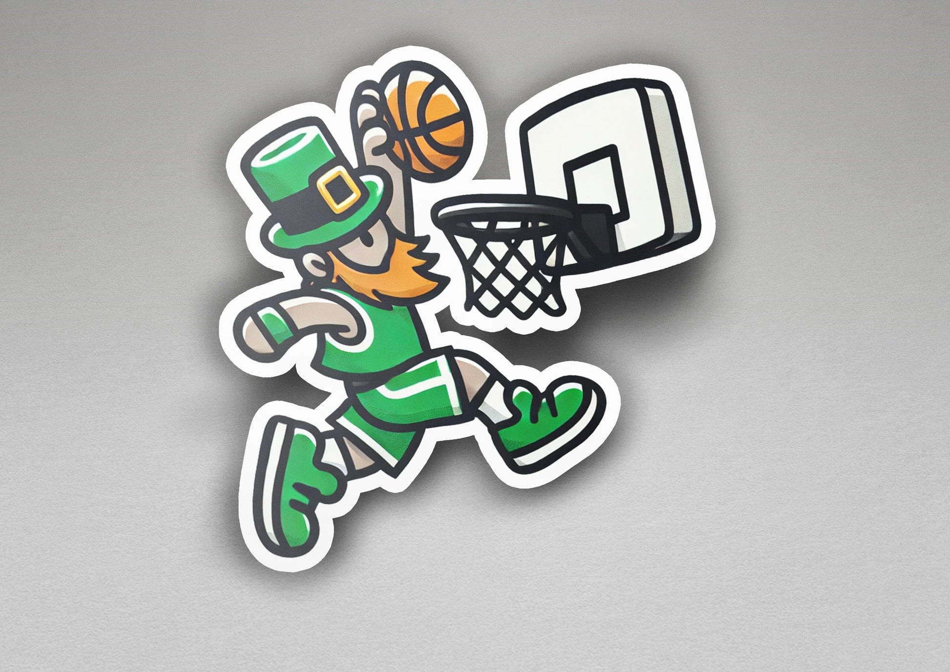 a st patrick's day sticker of a basketball player