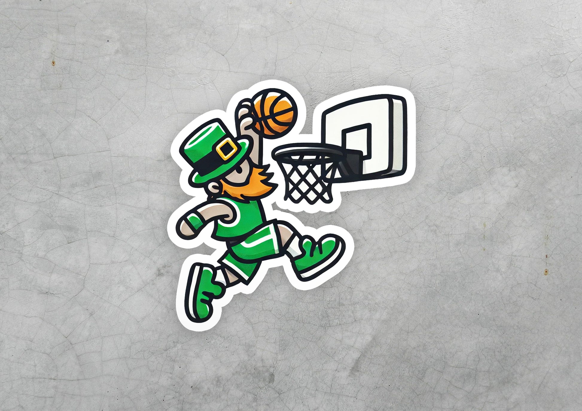 a sticker of a man playing basketball