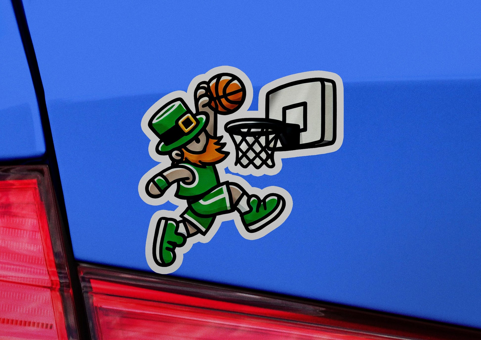 a st patrick's day sticker on the back of a car