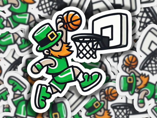a bunch of stickers of a lepreite basketball player
