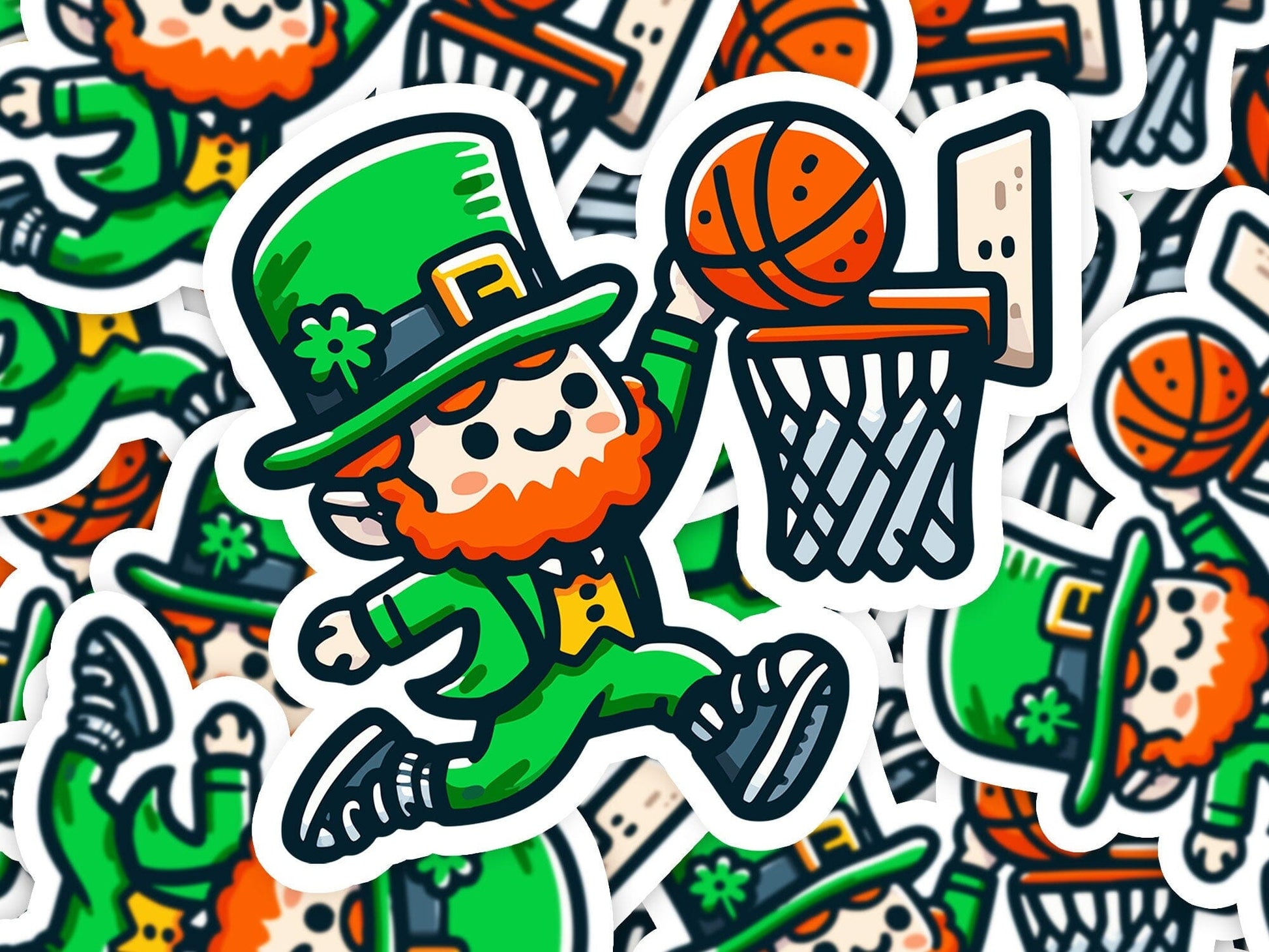 Leprechaun Dunking Vinyl Sticker | Dishwasher Safe & Durable | Custom Sizes | Fast Shipping | Made in USA Fiesta Doodle waterproof vinyl sticker. dishwasher safe outdoor sticker.