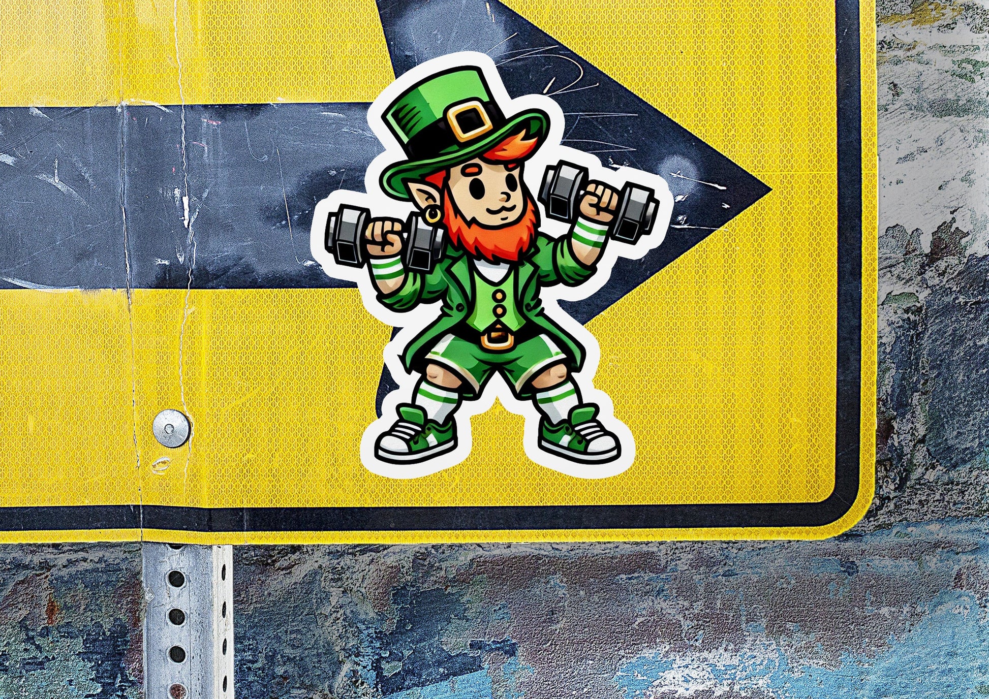 a st patrick's day sticker on a street sign