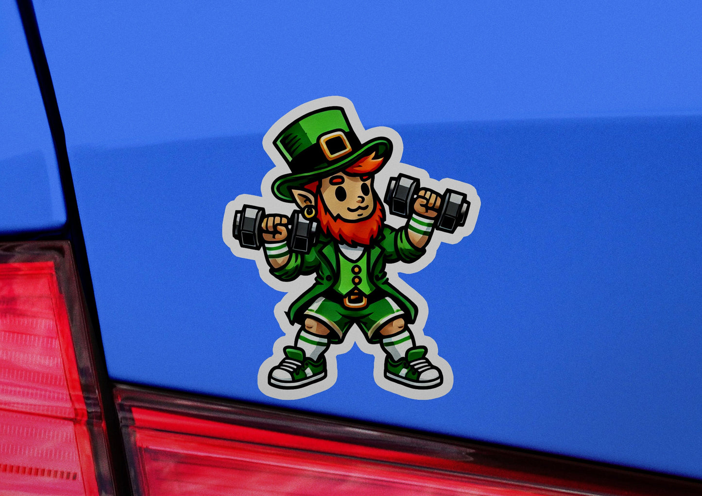 a st patrick's day sticker on the back of a car